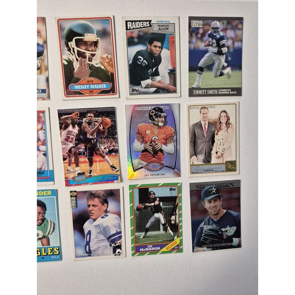 Lot of 12-15 Mixed 1980s-2000s NFL Football Cards - Aikman, Emmitt Smith, Marcus